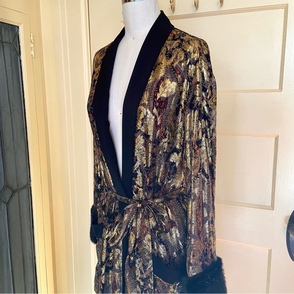 Rare ✨ Zara Lamé Faux Fur Smoking Robe - Picture 6 of 12